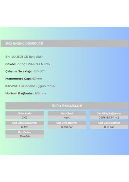Azot Regülatörü 2102 fiyatları