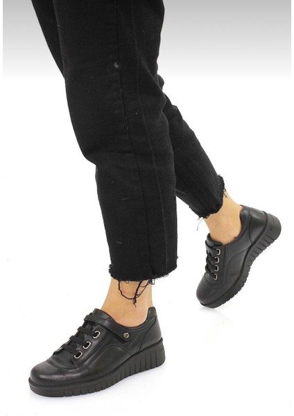 D25KA-3530 Siyah Hakiki Deri Tam Ortopedik Kadın Casual Günlük Ayakkabı fiyatları