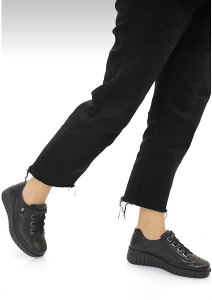 D25KA-3530 Siyah Hakiki Deri Tam Ortopedik Kadın Casual Günlük Ayakkabı modelleri