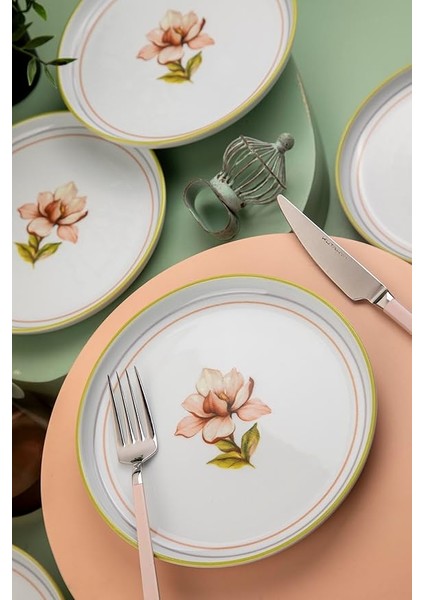 Porselen Moderna 6 Kişilik 19 cm Pasta Takımı Manolya