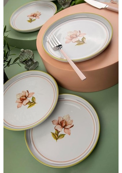 Porselen Moderna 6 Kişilik 19 cm Pasta Takımı Manolya modelleri