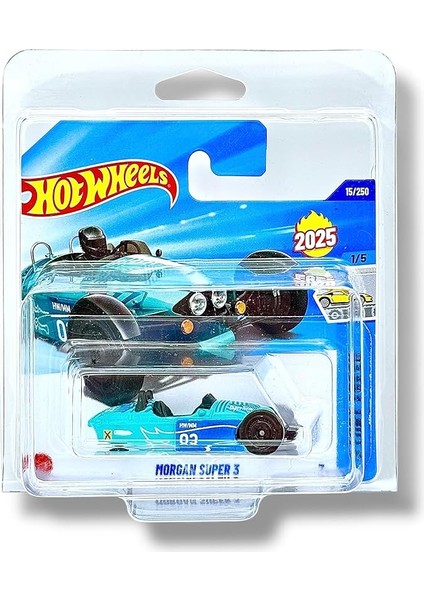 Wheels - Morgan Super 3 - Factory Fresh 1/5 - HYW13 - Short Card - Morgan Motor Company - Turkuaz Mavi - Mattel 2025-1:64