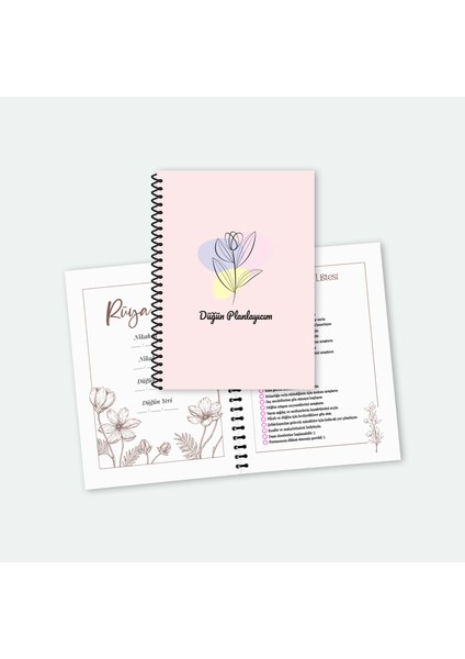 Düğün Planlayıcısı Çiçek Baskılı Anı Defteri