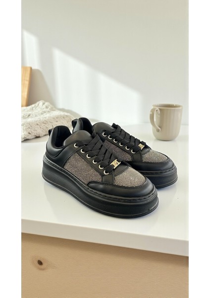 55312 Siyah Tam Ortopedik Sneaker Günlük Kadın Spor Ayakkabı