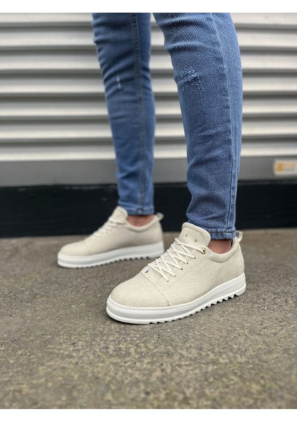 JY152 Cool Bağcıklı Keten Erkek Günlük Spor Klasik Ayakkabı Kbt - Beyaz fiyatları