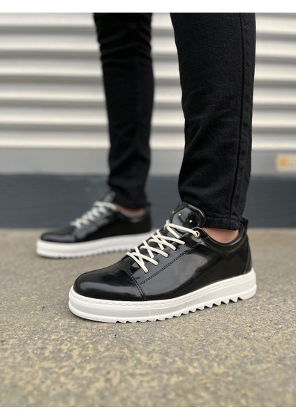 JY152 Cool Bağcıklı Rugan Erkek Günlük Spor Klasik Ayakkabı Rbt - Siyah fiyatları