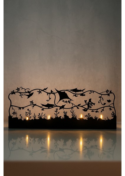 Deniz Yaşamı Temalı Dekoratif Metal Şamdan Mumluk