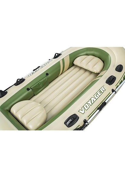 Hydro-Force Voyager X3 Şişme Sal Seti, Şişme Bot, El Pompası, Kürekler, Koltuklar, Araç Gereç Torbası, Taşıma Çantası, Üç Kişilik, Balıkçılık Için Ideal fırsatları
