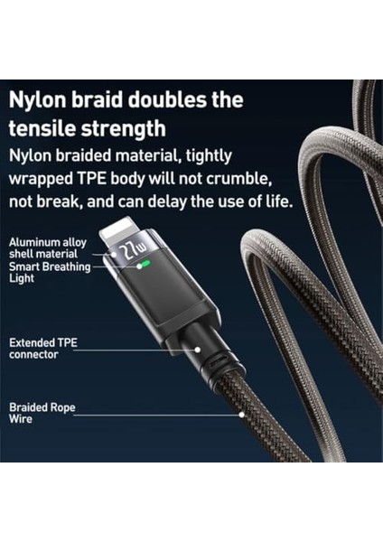 27W Type-C To Otomatik Şarj Kesme Özellikli Pd Hızlı Şarj Kablosu, 1.2 Metre fiyatları