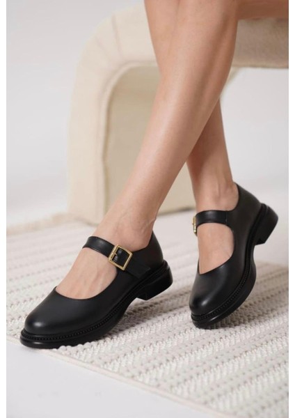 25K032 Siyah Tam Ortopedik Casual Günlük Kadın Babet