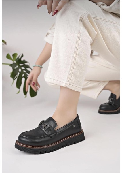 D25KA-3240 Siyah Hakiki Deri Tam Ortopedik Kadın Casual Günlük Ayakkabı modelleri