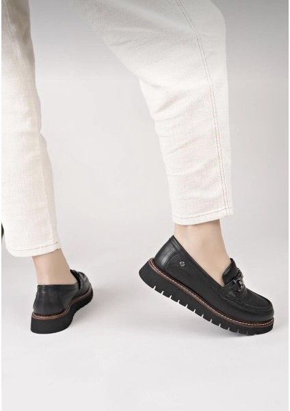 D25KA-3240 Siyah Hakiki Deri Tam Ortopedik Kadın Casual Günlük Ayakkabı fırsatları