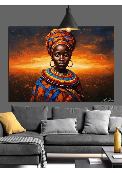 Afrika Kolye Takan Yerel Kadın Dekoratif Kanvas - Mdf Ahşap Tablo indirimleri