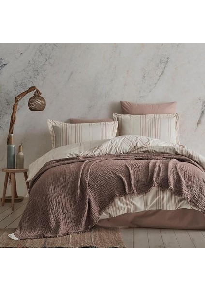 | Tissou | Çift KIŞILIK%100 Pamuklu Muslin Pike Yatak Örtüsü Kahve