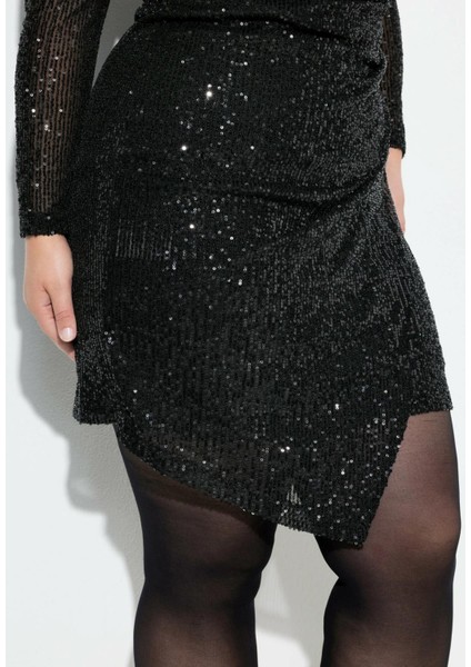 Kadın Büyük Beden Siyah, Pul Payet Işli, Anvelop Kesim Abiye Elbise indirimleri