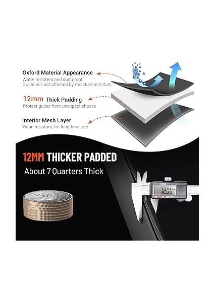 Gitar Çantası Gig Bag Oxford Gitar Çantası Gitar Çantası Taşıma Çantası Konser Gitar Çantaları Su Geçirmez 40 41 42 Inç Gitar Kılıfı CY0149, Siyah, Gitar Çantası indirimleri