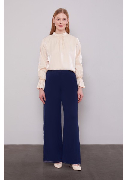 Lacivert Bol Paça Şifon Pantolon fiyatları