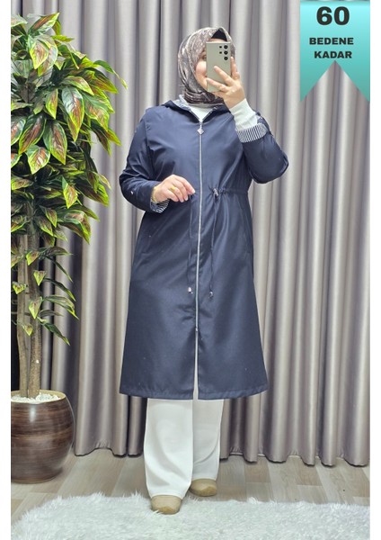 Kadın Tesettür Giyim Büyük Beden Fransız Boy Mevsimlik Trençkot