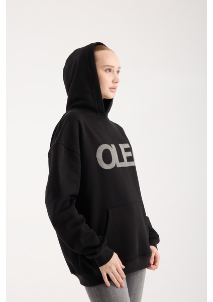 Kadın Kabartma Baskılı Oversize Sweatshirt fırsatları
