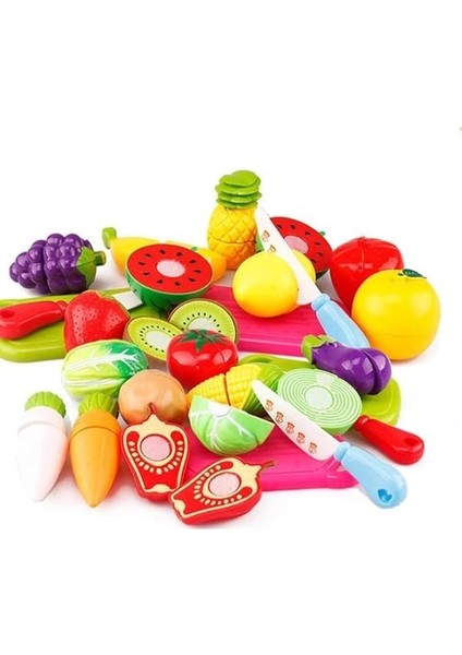 Oyuncak Bulaşıklık Tabak Tencere Set + 22 Parça Kesilebilen Oyuncak Meyve Sebze Set fiyatları