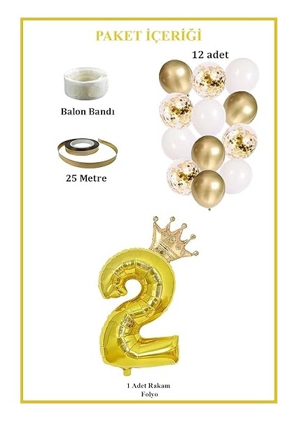 Rakam Gold Folyo Balon, Kral Tacı ve Konfetili Gold Balon fiyatları