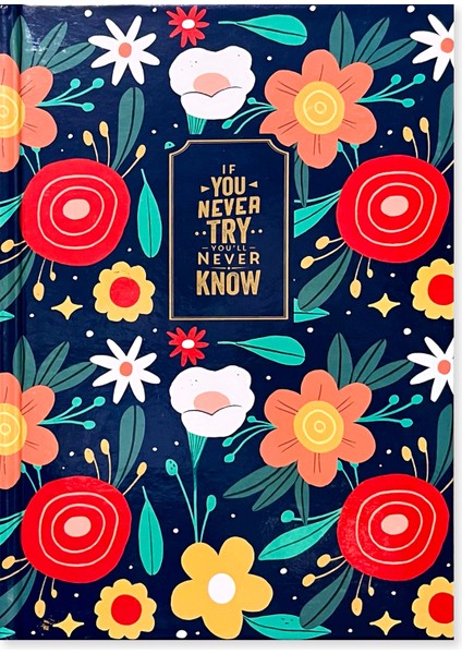 UNIQ34 122 Yaprak Çizgili Defter A5 Boy Çiçekli