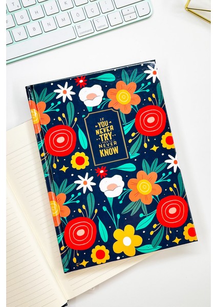 UNIQ34 122 Yaprak Çizgili Defter A5 Boy Çiçekli modelleri