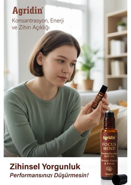 Focus Mind Roll-On 10 ml – 100% Doğal Aromaterapi ile Zihin Açıklığı ve Odaklanma Desteği