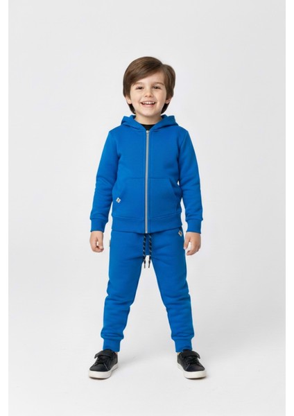 Erkek Çocuk Fermuar Kapamalı Kapüşonlu Mevsimlik Eşofman Takımı M00765