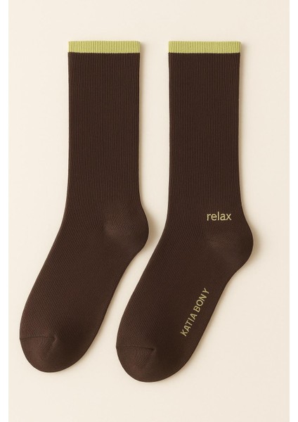 Erkek Relax Baskılı Soket Çorap Kahverengi