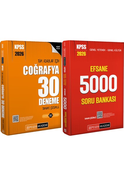 2026 Kpss Efsane 5000 Tamamı Çözümlü Soru Bankası - 2026 Kpss Coğrafya 30 Deneme Çözümlü
