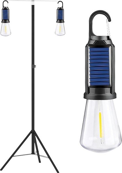 2 Lambalı, Askılı, 3 Modlu, Şarjlı, LED Solar Güneş Enerjili, 2 mt Metal Standlı, Su Geçirmez, Kitap Okuma Işığı, Kamp, Avcılık, Balıkçılık, Garaj, Güverte, Balkon Dekorasyonu, Karavan (Oval) fırsatları