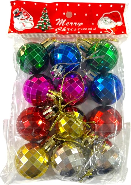 Yılbaşı Süsleri Parlak Top 12 Li Set 3 cm Yılbaşı Ağacı Süsü modelleri