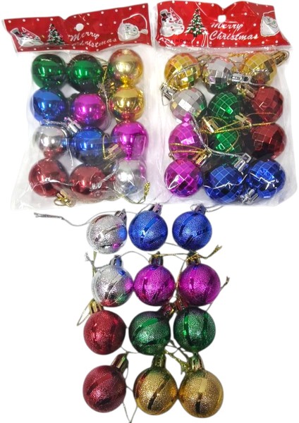 Yılbaşı Süsleri Parlak Top 12 Li Set 3 cm Yılbaşı Ağacı Süsü fırsatları