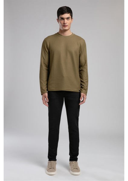 Wayne Erkek O Yaka Sweatshirt Haki