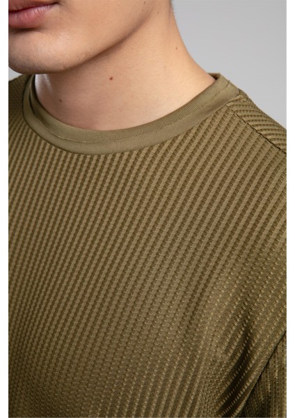 Wayne Erkek O Yaka Sweatshirt Haki fırsatları