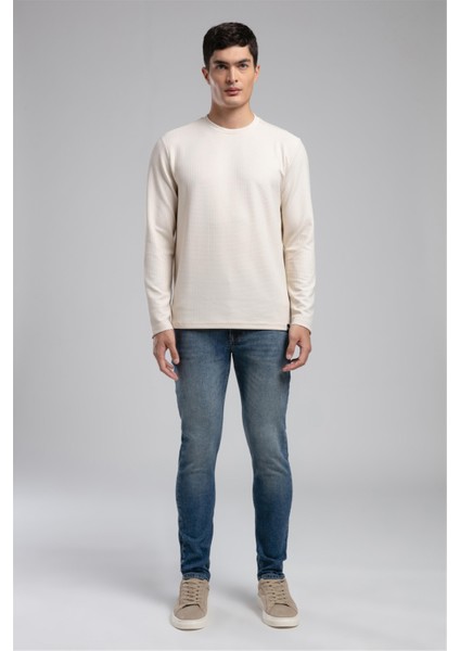 Wayne Erkek O Yaka Sweatshirt Bej