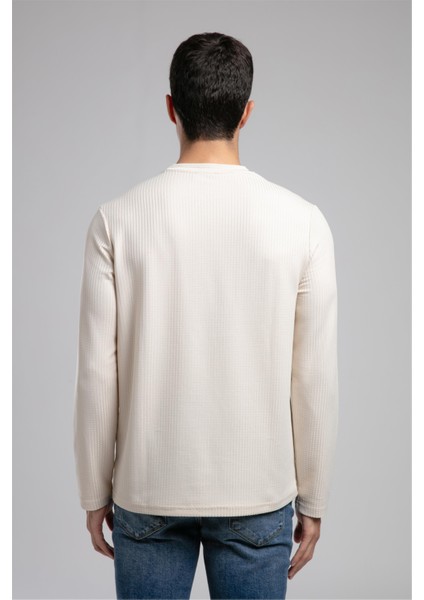 Wayne Erkek O Yaka Sweatshirt Bej modelleri