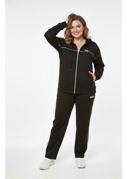 Kadın Büyük Beden Uzun Kollu Modal Kumaş Kapüşonlu Eşofman Takımı 8220-26 (4338K)