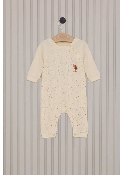 U.s.polo Kız Bebek Uzun Kol Patiksiz Tulum USB2111 Krem