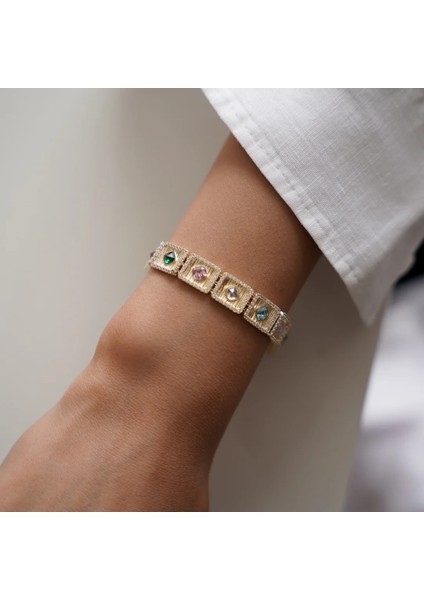 Taşlı Akides Altın Bileklik