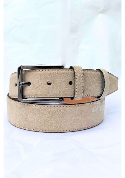 Hakiki Süet Deri Bej Erkek Kemer 3,5 cm Orijinal Klasik Kumaş Pantolon Kemeri fiyatları