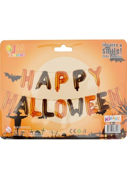 Halloween Folyo Balon Banner - Hpy Hlw Yazı- Harf Ölçüsü: 30 cm