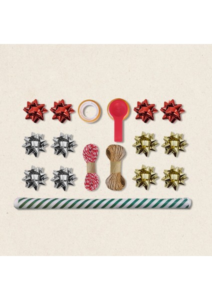 Yeşil Verev Beyaz Ambalaj Kağıdı Seti | 10 Rulo Kağıt (70X100 Cm)-12 RAFYA-20M Ip-Bant ve Makinesi fiyatları