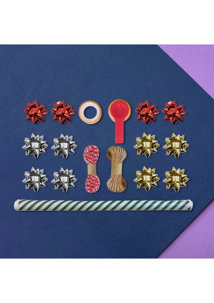 Yeşil Verev Beyaz Ambalaj Kağıdı Seti | 10 Rulo Kağıt (70X100 Cm)-12 RAFYA-20M Ip-Bant ve Makinesi modelleri