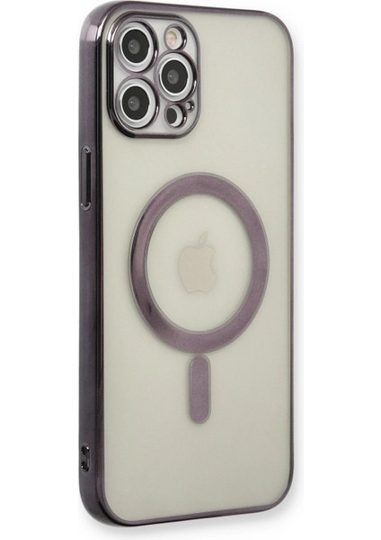 iPhone 12 Pro Kılıf Magneticsafe Lazer Silikon - SIYAH-(5796) - N788J110-M90788