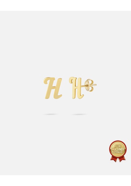 14 Ayar Altın Harfli Küpe