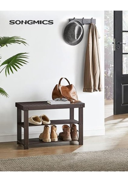Ayakkabı Rafı Tezgahı, 3 Katmanlı Bambu Ayakkabı Depolama Düzenleyici, Giriş Tezgahı, 250 Lbs'ye Kadar Tutar, 25 x 27,6 x 40,8 Cm, Giriş Yolu Banyo Yatak Odası Için, Kahverengi ULBS04Z fiyatları