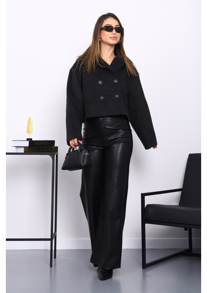 Antrasit Kısa Düğmeli Kaşe Ceket fiyatları