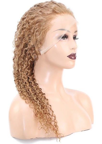 Afro Dalga Front Lace Gerçek Tül Peruk / Sıcak Karamel / 60/65CM modelleri